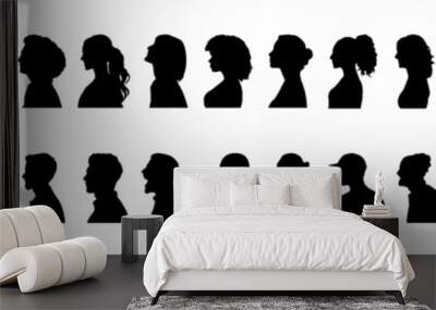 Vector set of diversity men and women detailed silhouette isolated on white background. Vector Illustration. Wall mural