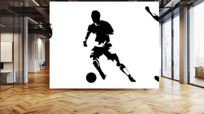 Vector set silhouettes of Soccer player.  Group of footballers. Abstract isolated vector silhouette, footballer logo Wall mural