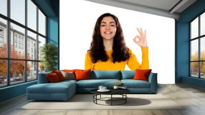 Adorable teenage girl with yellow sweater Wall mural