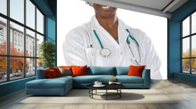 african american woman doctor a over white background Wall mural