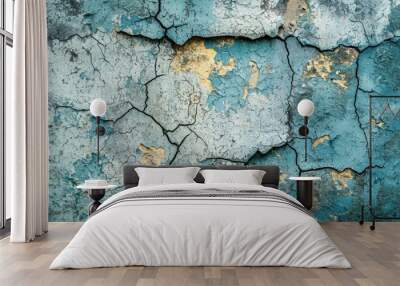 Aged wall with cracked and peeling paint Generative AI Wall mural