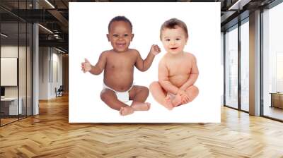 couple of babies sitting on the floor Wall mural