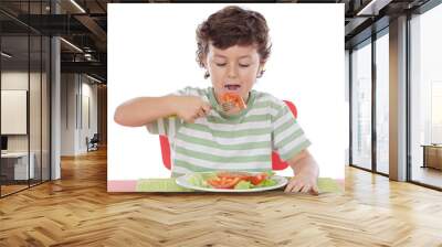 Healthy child eating Wall mural