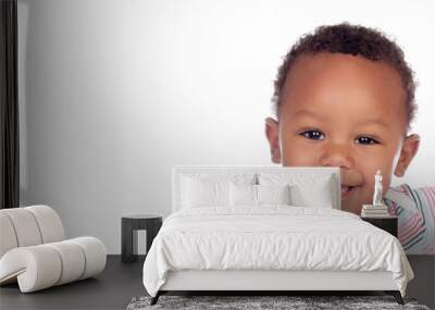 Little afroamerican baby smiling Wall mural