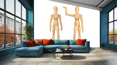 Many wooden mannequin doing differents gestures Wall mural