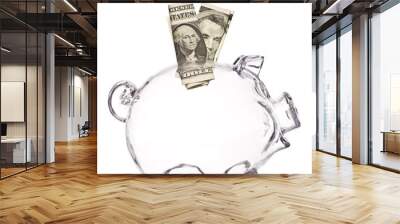 transparent pig bank with two dollar bank-notes Wall mural