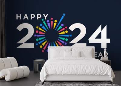 2024 Happy New Year logo design vector. colorful and trendy new year 2024 design template. Wall mural