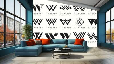 Abstract collection with letters W logo design. creative design logotype W with black color. Wall mural