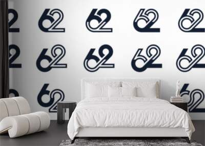 collection of creative number 62 logo designs. abstract sixty two design vector illustration Wall mural