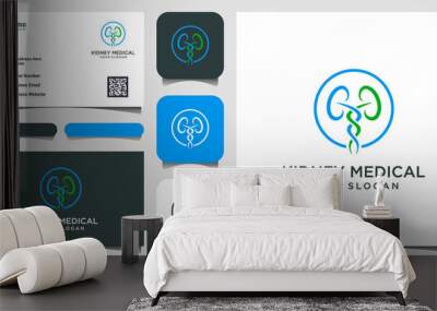 Kidney Care logo designs template vector, Kidney Treatment Logo template and business card design Wall mural