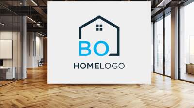 letter BO Line House Real Estate Logo. home initial B O concept. Construction logo template, Home and Real Estate icon. Housing Complex Simple Vector Logo Template. - vector Wall mural