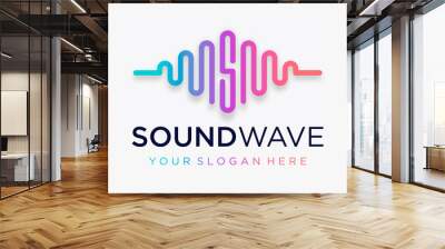 Letter S with pulse . sound wave element. logo template electronic music, equalizer, store, DJ music, nightclub, disco. audio wave logo concept, multimedia technology themed, abstract shape. Wall mural