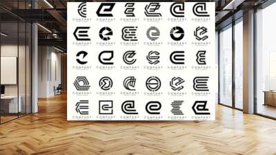 mega collection letters E logo design inspiration. minimalist abstract letter logos with black color Wall mural