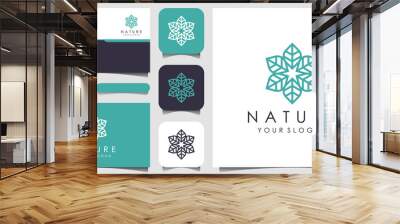 Minimalist elegant floral rose logo design for beauty, Cosmetics, yoga and spa. logo design and business card Wall mural