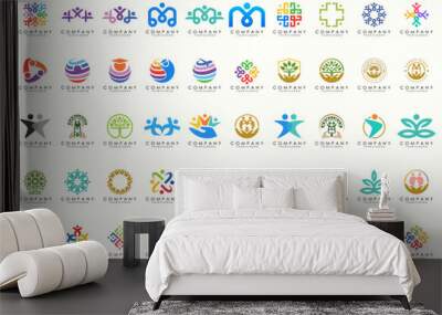 People, community, team, creative hub, social connection logo icons set. Wall mural