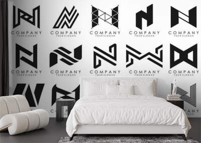 set of Abstract letter N logo design. modern creative logotype monogram icon design inspiration. Wall mural