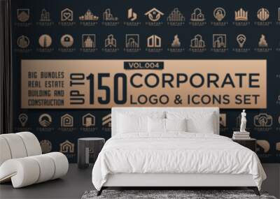 Set of Building, Real Estate, and Construction logo design inspiration. Wall mural