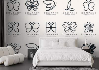 set of creative abstract butterfly logo design. Wall mural