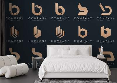 Set of creative letter B logo design template. icons for business of luxury, elegant, simple. Wall mural