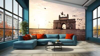 Gateway of India, Mumbai Maharashtra monument landmark famous place  magnificent view without people sunset Wall mural