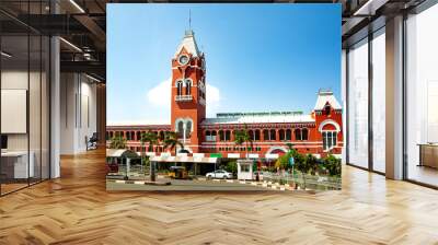 Puratchi Thalaivar Dr. MGR Central railway station,CHENNAI CENTRAL RAILWAY STATION, INDIA, TAMILNADU beautiful view day light blue say Wall mural