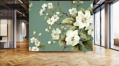 Beautiful flowers plant blossom in green natural background Wall mural