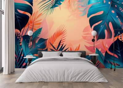 tropical jungle exotic leaf abstract background wallpaper Wall mural