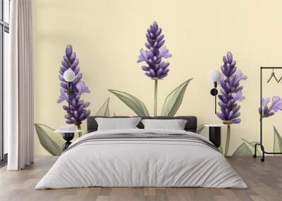 Beautiful lavender flower pattern with soft purples and greens, botanical style Wall mural