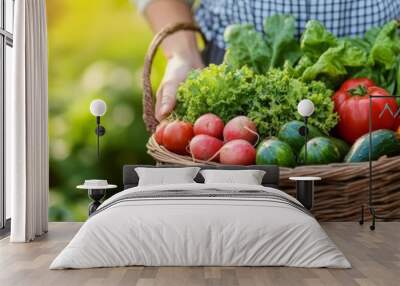 Fresh Harvest Of Vegetables Gathered Outdoors Wall mural