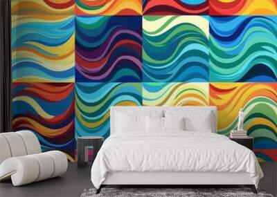 Modern Colorful Curvy Waves Background Wall mural