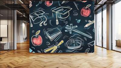 A vibrant chalkboard illustration adorned with hand-drawn educational motifs, capturing the spirit of learning and creativity.


 Wall mural