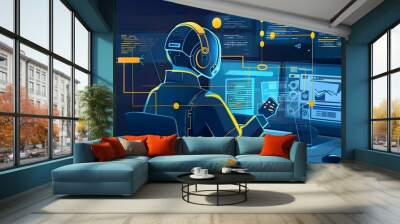 concept of robot working in the computer Wall mural