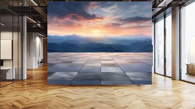 A beautiful mountain range with a clear blue sky Wall mural