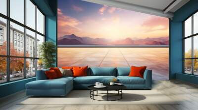 A beautiful mountain range with a clear blue sky Wall mural