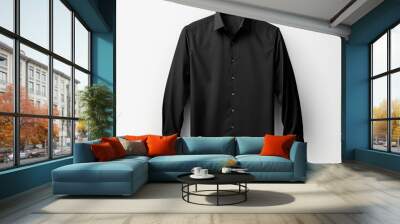 A black shirt with a white collar and buttons Wall mural