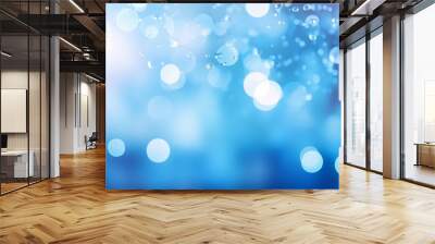 Abstract blue bokeh background with blurred lights. Perfect for festive, holiday, or celebratory designs requiring a soothing ambiance. Wall mural