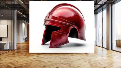 Red Roman helmet with glossy surface on a white isolated background. Wall mural