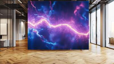 Blue and purple electric lighting, abstract electrical background Wall mural