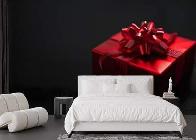 Christmas gift boxes collection, Christmas tape rope, on a black background, banner for website. Wall mural