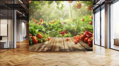 Fresh vegetables on colored background Wall mural