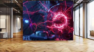 pink electric lighting, abstract electrical background Wall mural