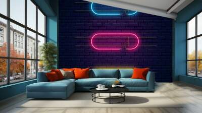 Glowing neon vector frames. Neon light banners set. Realistic glow signboard. Vector illustration. Glowing borders Wall mural