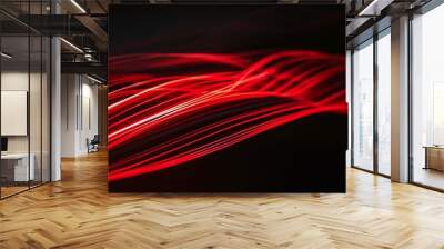 Abstract red light trails in the dark background : Generative AI Wall mural