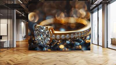 anniversary ring with a luxurious and elegant model : Generative AI Wall mural