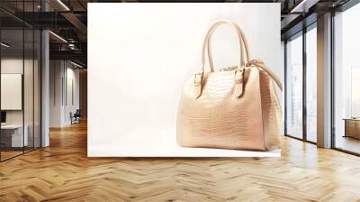 Beige ladies handbag isolated on white background : Generative AI Wall mural