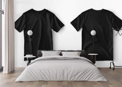 Black t shirt front and back view with flat lay concept isolated on white background : Generative AI Wall mural