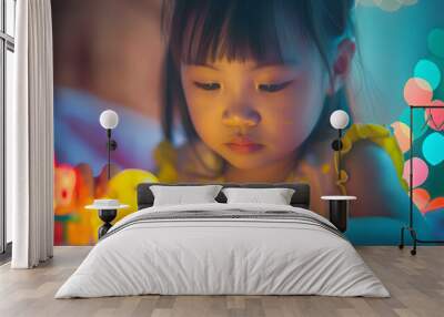 childhood of playing girl childhood of playing teen girl childhood of playing girl with toy : Generative AI Wall mural