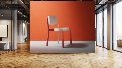 Generative AI 3d illustration of simple classroom chairs. one chair under light. Wall mural