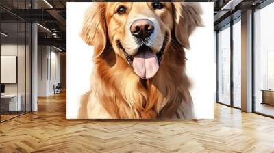 GOLDEN RETRIEVER watercolor portrait painting illustrated dog puppy isolated on transparent white background : Generative AI Wall mural