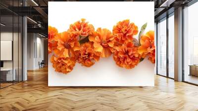 Marigold flowers garland isolated on white background Marigold garland for day of the dead or halloween holiday design : Generative AI Wall mural